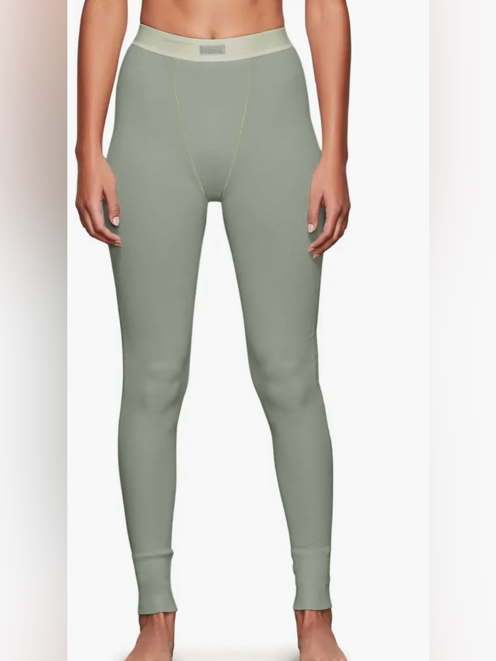 SKIMS Sage Green Ribbed Leggings